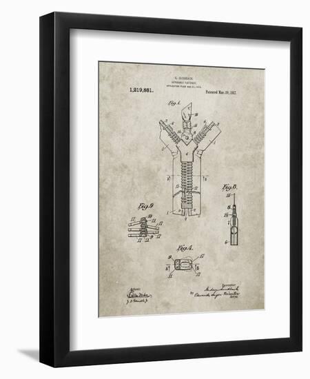 PP1143-Sandstone Zipper 1917 Patent Poster-Cole Borders-Framed Giclee Print