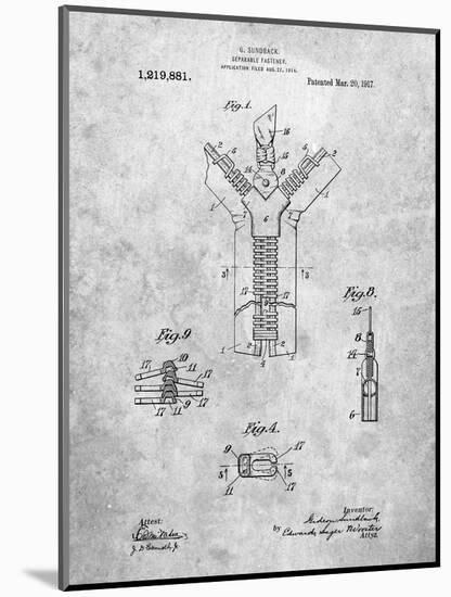 PP1143-Slate Zipper 1917 Patent Poster-Cole Borders-Mounted Giclee Print