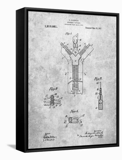 PP1143-Slate Zipper 1917 Patent Poster-Cole Borders-Framed Stretched Canvas