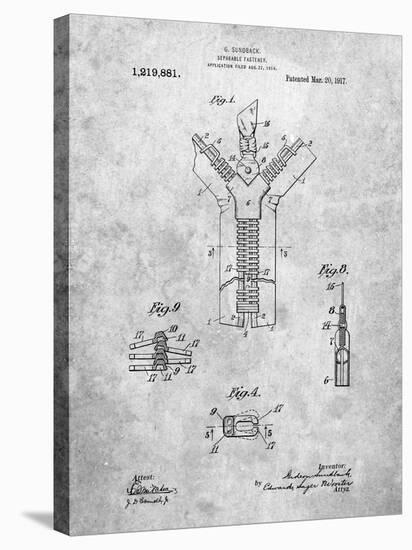 PP1143-Slate Zipper 1917 Patent Poster-Cole Borders-Stretched Canvas