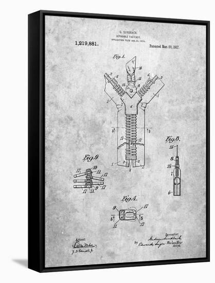 PP1143-Slate Zipper 1917 Patent Poster-Cole Borders-Framed Stretched Canvas