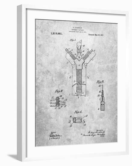 PP1143-Slate Zipper 1917 Patent Poster-Cole Borders-Framed Giclee Print