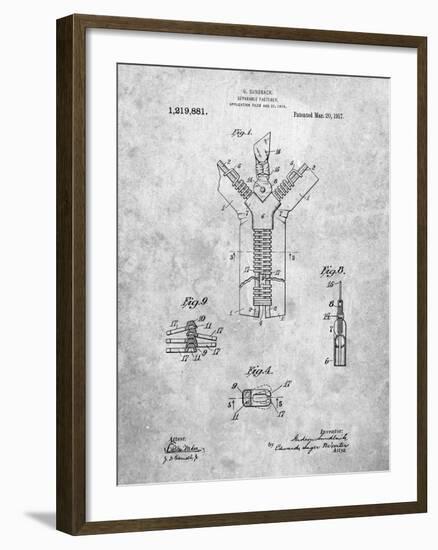 PP1143-Slate Zipper 1917 Patent Poster-Cole Borders-Framed Giclee Print