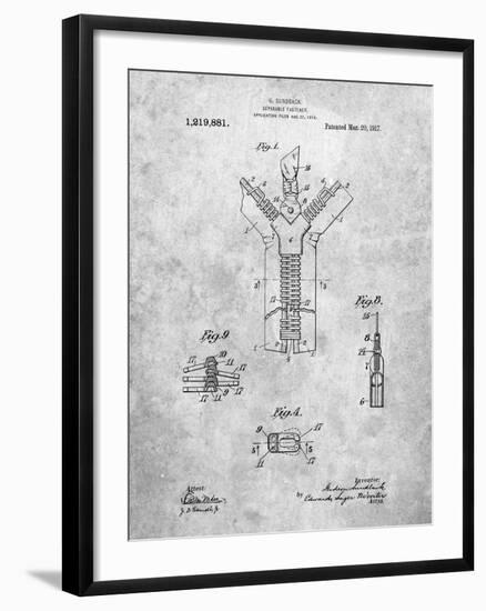 PP1143-Slate Zipper 1917 Patent Poster-Cole Borders-Framed Giclee Print