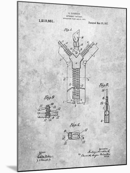 PP1143-Slate Zipper 1917 Patent Poster-Cole Borders-Mounted Giclee Print