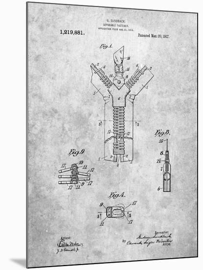 PP1143-Slate Zipper 1917 Patent Poster-Cole Borders-Mounted Giclee Print