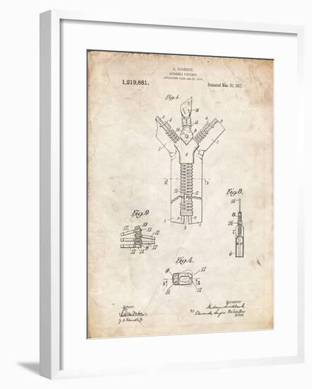 PP1143-Vintage Parchment Zipper 1917 Patent Poster-Cole Borders-Framed Giclee Print