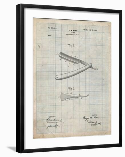 PP1178-Antique Grid Parchment Straight Razor Patent Poster-Cole Borders-Framed Giclee Print