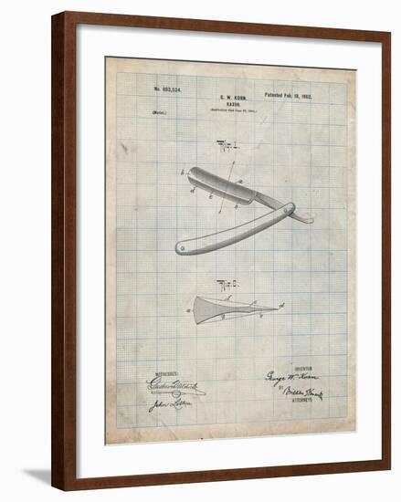 PP1178-Antique Grid Parchment Straight Razor Patent Poster-Cole Borders-Framed Giclee Print