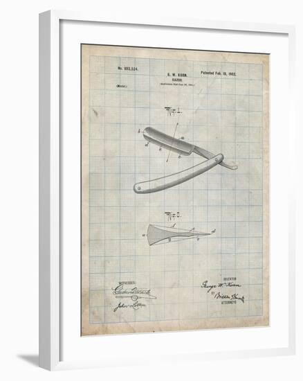 PP1178-Antique Grid Parchment Straight Razor Patent Poster-Cole Borders-Framed Giclee Print