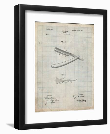 PP1178-Antique Grid Parchment Straight Razor Patent Poster-Cole Borders-Framed Premium Giclee Print