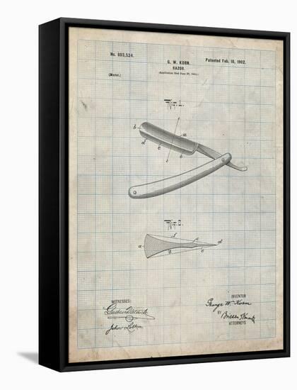 PP1178-Antique Grid Parchment Straight Razor Patent Poster-Cole Borders-Framed Stretched Canvas