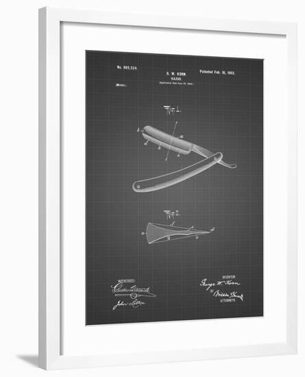 PP1178-Black Grid Straight Razor Patent Poster-Cole Borders-Framed Giclee Print