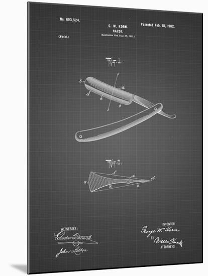 PP1178-Black Grid Straight Razor Patent Poster-Cole Borders-Mounted Giclee Print