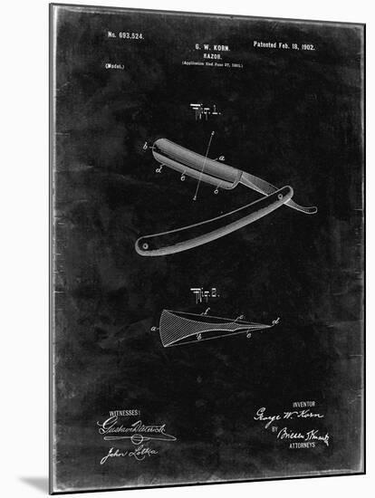 PP1178-Black Grunge Straight Razor Patent Poster-Cole Borders-Mounted Giclee Print