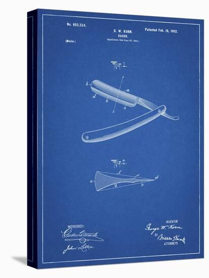 PP1178-Blueprint Straight Razor Patent Poster-Cole Borders-Stretched Canvas