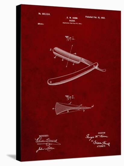 PP1178-Burgundy Straight Razor Patent Poster-Cole Borders-Stretched Canvas