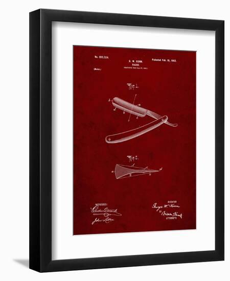 PP1178-Burgundy Straight Razor Patent Poster-Cole Borders-Framed Premium Giclee Print