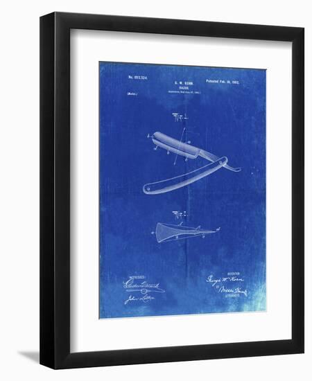 PP1178-Faded Blueprint Straight Razor Patent Poster-Cole Borders-Framed Premium Giclee Print