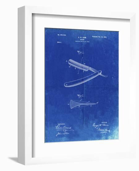 PP1178-Faded Blueprint Straight Razor Patent Poster-Cole Borders-Framed Giclee Print