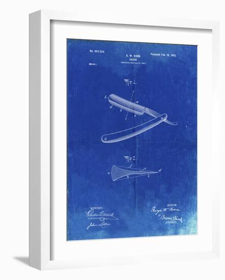 PP1178-Faded Blueprint Straight Razor Patent Poster-Cole Borders-Framed Giclee Print