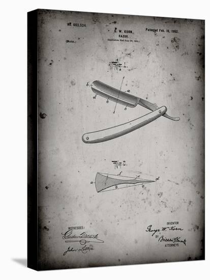 PP1178-Faded Grey Straight Razor Patent Poster-Cole Borders-Stretched Canvas