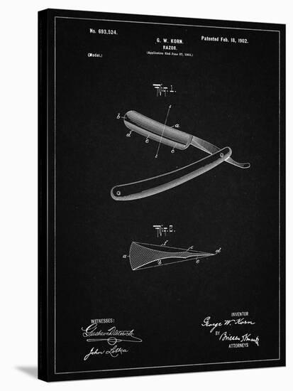 PP1178-Vintage Black Straight Razor Patent Poster-Cole Borders-Stretched Canvas