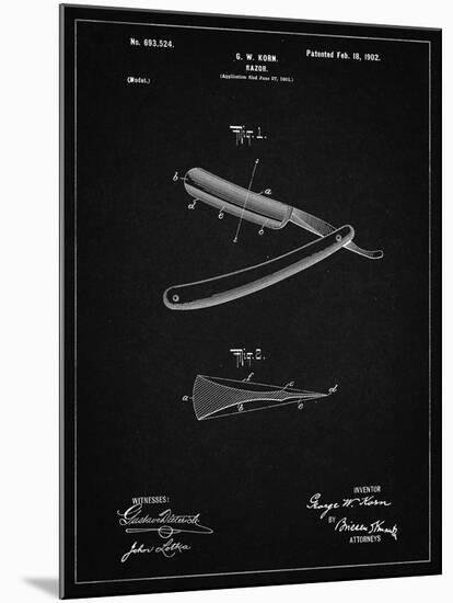 PP1178-Vintage Black Straight Razor Patent Poster-Cole Borders-Mounted Giclee Print