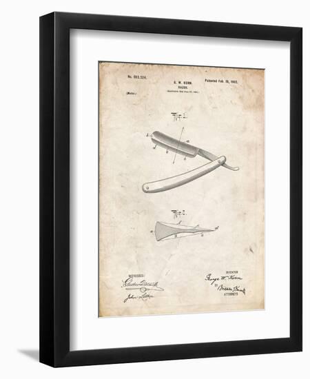 PP1178-Vintage Parchment Straight Razor Patent Poster-Cole Borders-Framed Premium Giclee Print