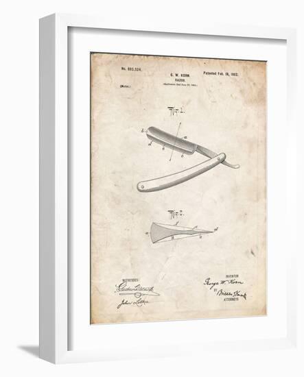 PP1178-Vintage Parchment Straight Razor Patent Poster-Cole Borders-Framed Giclee Print