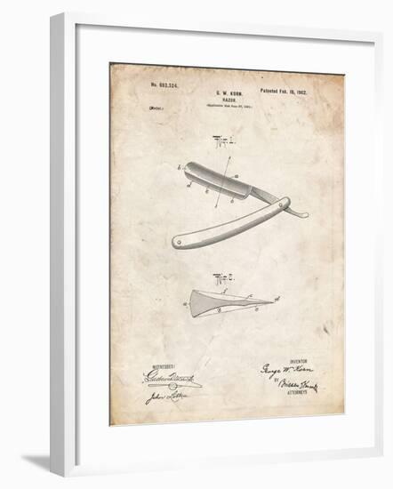 PP1178-Vintage Parchment Straight Razor Patent Poster-Cole Borders-Framed Giclee Print