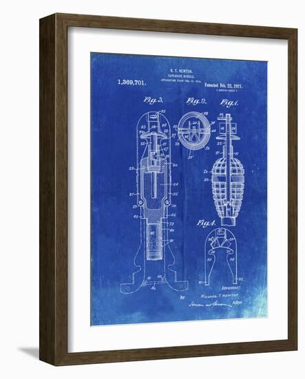 PP12 Faded Blueprint-Borders Cole-Framed Giclee Print