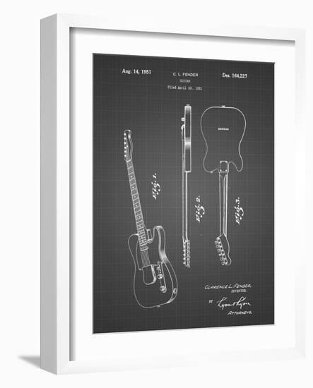 PP121- Black Grid Fender Broadcaster Electric Guitar Patent Poster-Cole Borders-Framed Giclee Print