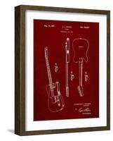 PP121- Burgundy Fender Broadcaster Electric Guitar Patent Poster-Cole Borders-Framed Giclee Print
