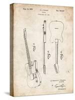 PP121- Vintage Parchment Fender Broadcaster Electric Guitar Patent Poster-Cole Borders-Stretched Canvas