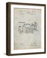 PP122- Antique Grid Parchment Steam Locomotive 1886 Patent Poster-Cole Borders-Framed Giclee Print