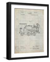 PP122- Antique Grid Parchment Steam Locomotive 1886 Patent Poster-Cole Borders-Framed Giclee Print