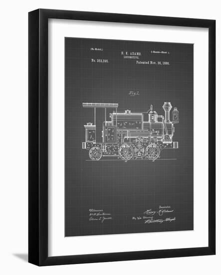 PP122- Black Grid Steam Locomotive 1886 Patent Poster-Cole Borders-Framed Giclee Print