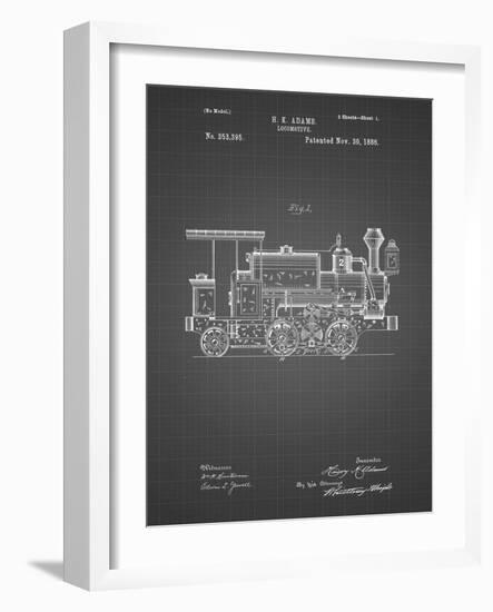 PP122- Black Grid Steam Locomotive 1886 Patent Poster-Cole Borders-Framed Giclee Print