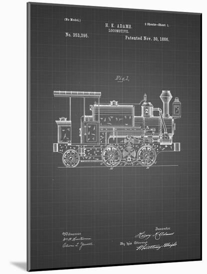 PP122- Black Grid Steam Locomotive 1886 Patent Poster-Cole Borders-Mounted Giclee Print