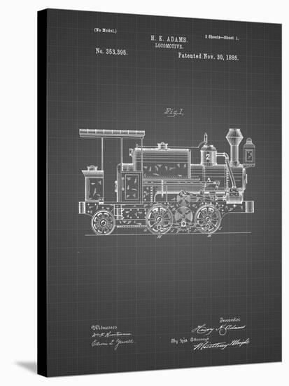 PP122- Black Grid Steam Locomotive 1886 Patent Poster-Cole Borders-Stretched Canvas