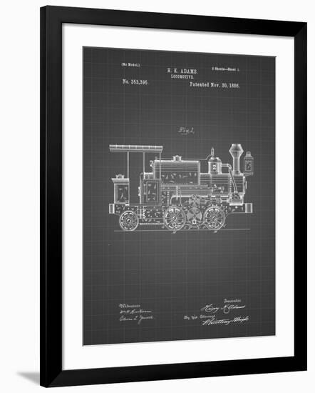 PP122- Black Grid Steam Locomotive 1886 Patent Poster-Cole Borders-Framed Giclee Print