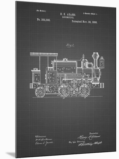 PP122- Black Grid Steam Locomotive 1886 Patent Poster-Cole Borders-Mounted Giclee Print