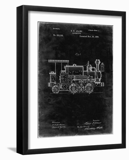 PP122- Black Grunge Steam Locomotive 1886 Patent Poster-Cole Borders-Framed Giclee Print