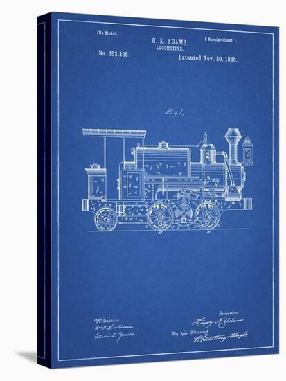 PP122- Blueprint Steam Locomotive 1886 Patent Poster-Cole Borders-Stretched Canvas