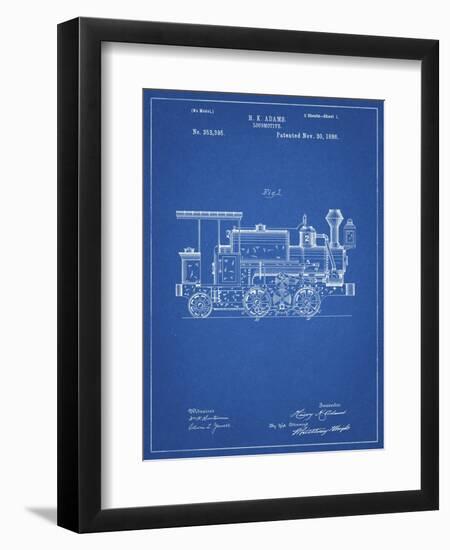 PP122- Blueprint Steam Locomotive 1886 Patent Poster-Cole Borders-Framed Premium Giclee Print