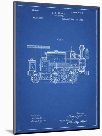 PP122- Blueprint Steam Locomotive 1886 Patent Poster-Cole Borders-Mounted Giclee Print