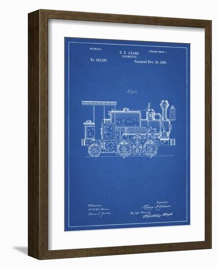 PP122- Blueprint Steam Locomotive 1886 Patent Poster-Cole Borders-Framed Giclee Print