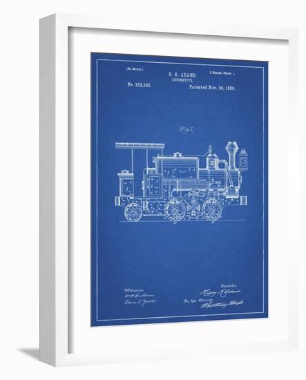 PP122- Blueprint Steam Locomotive 1886 Patent Poster-Cole Borders-Framed Giclee Print