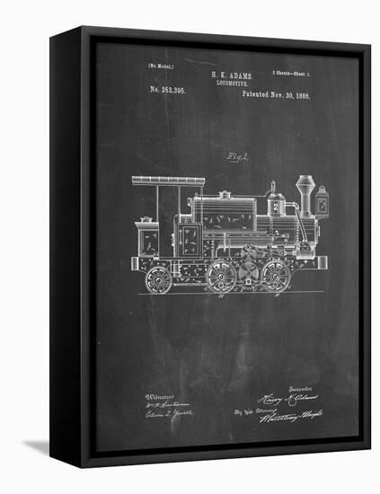 PP122- Chalkboard Steam Locomotive 1886 Patent Poster-Cole Borders-Framed Stretched Canvas